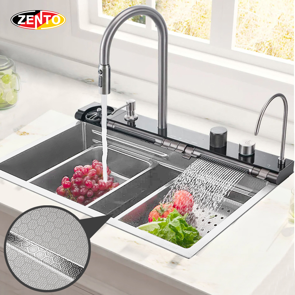 Chậu rửa chén, bát 1 hố kèm vòi rửa đa năng HD7546SLY-304-2025